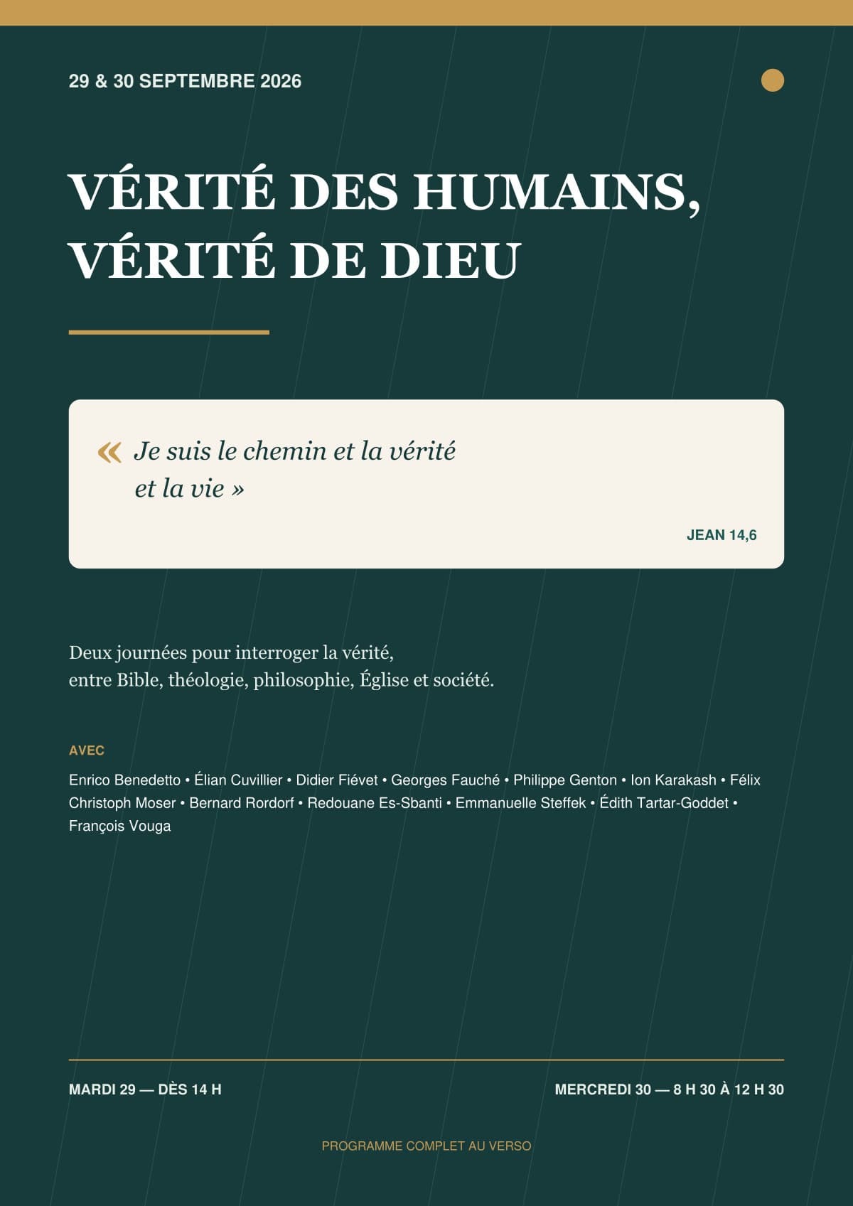 Programme du symposium pour Élian Cuvillier - recto